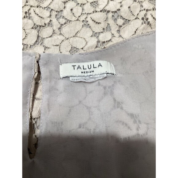 Talula Cream Lace Floral Short Sleeve Blouse Keyhole Neck M - Picture 5 of 6